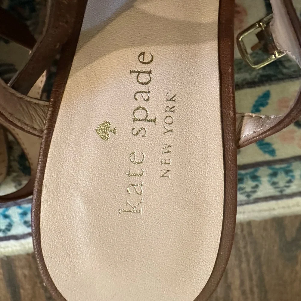 Kate Spade Tianna Brown Leather Wedge Sandals Like New Size 7